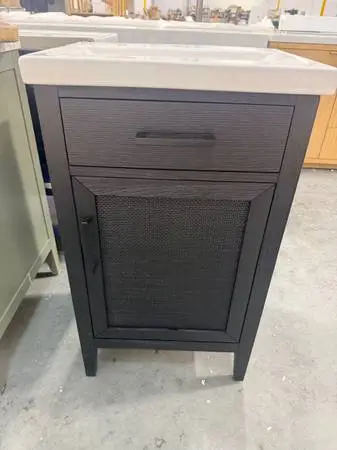 Sudio Cove 20 Single Sink Freestanding Rattan Bathroom Vanity Black