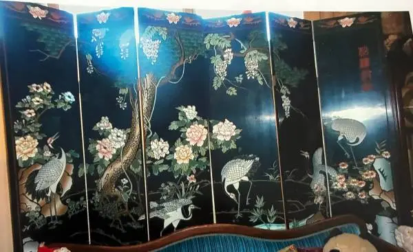 Carved and Hand Painted Folding Screen