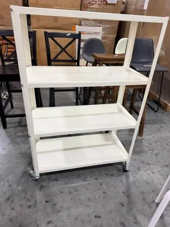 Small 44 3 Shelf Rolling Metal Bookcase Shelf Chalk White Brand New