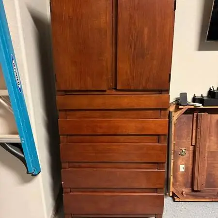 Crate & Barrel Armoire w/ Hidden Vanity Mirror–Solid Wood (Excellent)