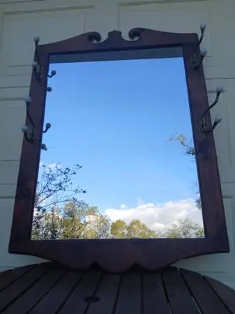 Antique Hall Mirror With Hat / Coat/ Walking stick or Scarf Hooks