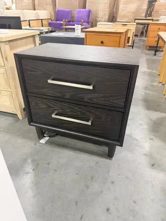 Redmond 2 Drawer Nightstand Charcoal 2 Power Outlets 3 USB Ports