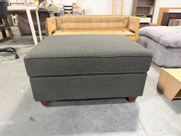 Dark Gray Upholstered 34 Ottoman Foot Stool Brand New
