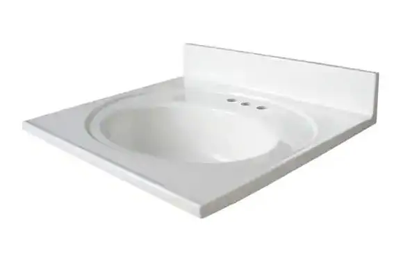 Glacier Bay 25 Cultured Marble White Round Single Sink Vanity Top
