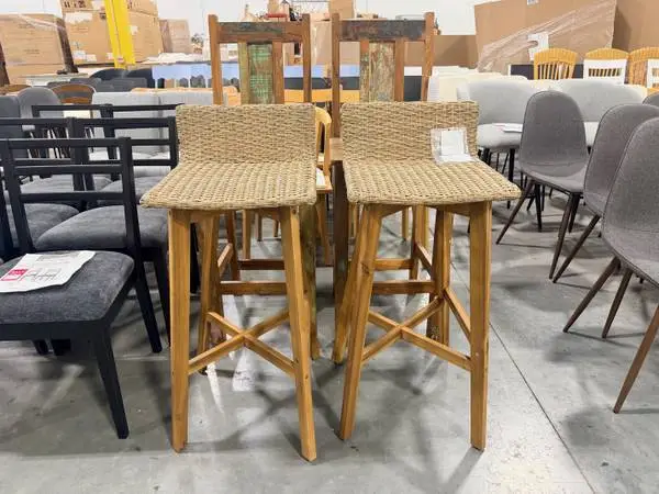 Noble House Pico Brea Outdoor Wood Wicker Bar Stools (Set Of 2)