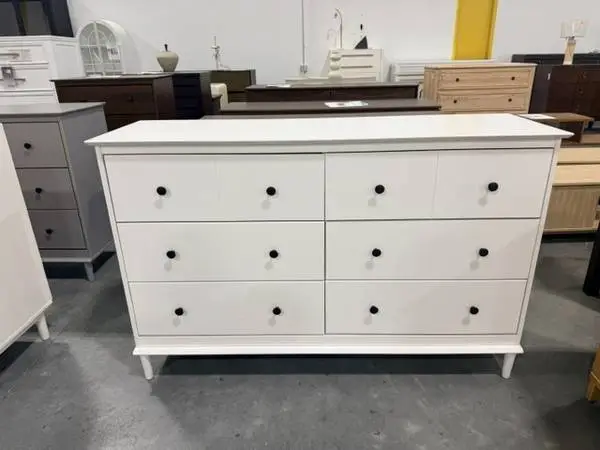Walker Edison White Dresser Mid-Century Modern 6-Drawer Solid Wood