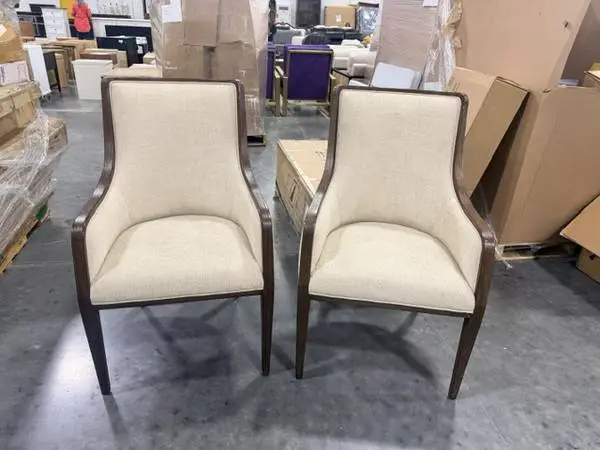 Bromley Fully Upholstered Cream Walnut Dining Arm Chair (Set Of 2)