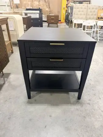East Bluff Wicker & Wood Square Side Table Nightstand Drawers Bedside