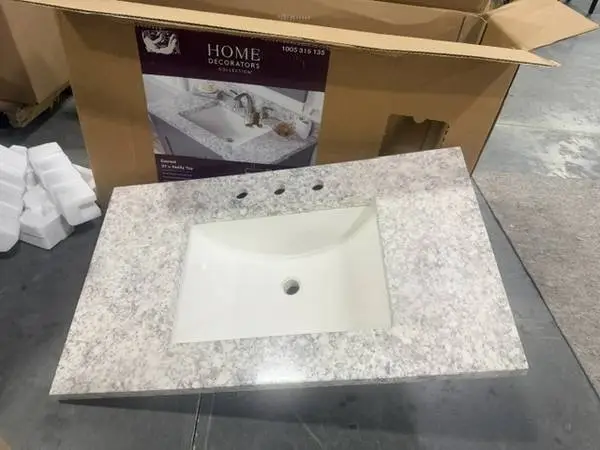 37 Cultured Marble White Rectangular Single Sink Vanity Top Everest