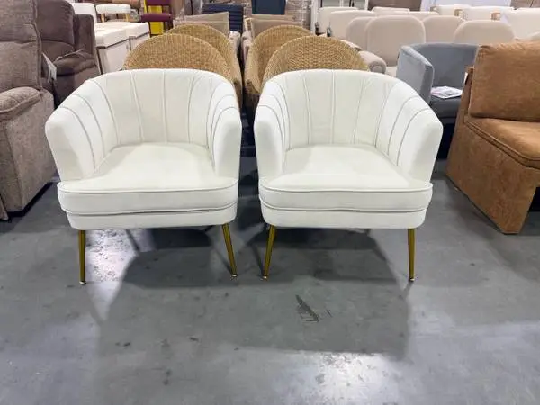 Westice Modern Velvet Cream Tufted White Accent Chair (Set Of 2)