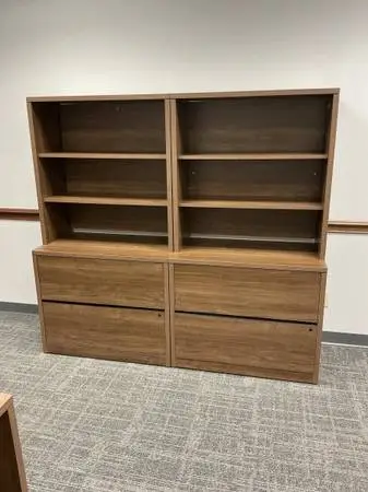 2Dr 36Wx20x67H lateral file cabinet w/open hutch by HON in Modern W