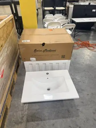 Swiss Madison 24 White Ceramic Single Faucet Hole Vanity Top