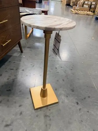 Powell 10.5 Adina Adjustable Marble Height Drink Table Gold/Sandy
