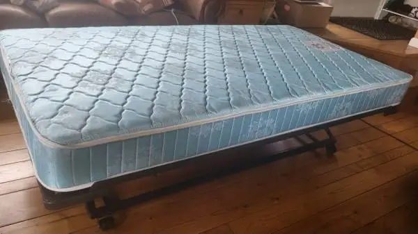 Twin Trundle Bed and Mattress: metal roll out & pop up frame