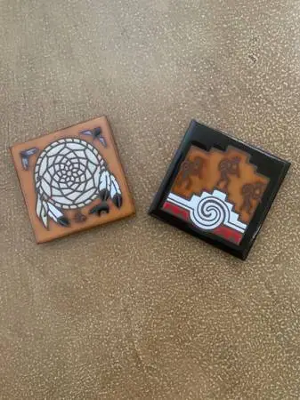 Masterworks Pair Handcrafted Southwest Art Tiles