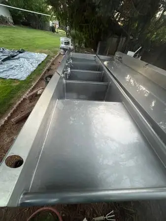 Commercial-grade stainless steel 3 sink and prep station