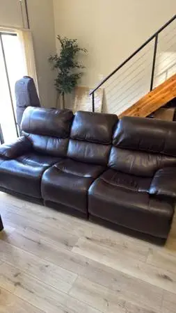 Brown leather sofa