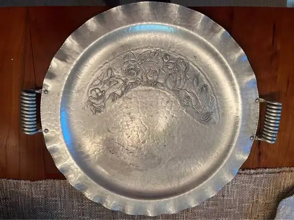 Vintage Hand-Hammered Aluminum Serving Pieces
