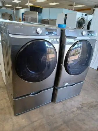 Samsung smart  Washer/Dryer Navy grey on pedestals