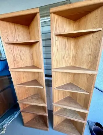 Oak Corner Bookcase Cabinet