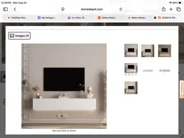 69 in. W x 11.8 in. D White MDF Wood Floating TV Stand Shelves Decorat