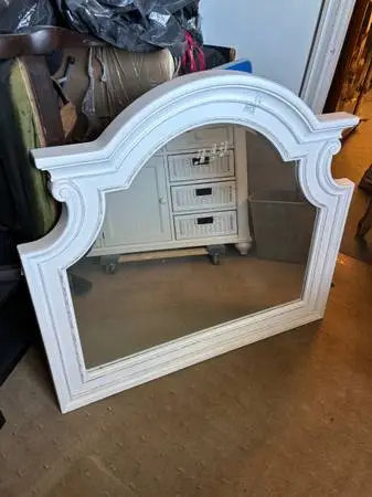 White Wooden Dresser Mirror