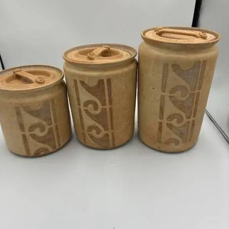Vintage Stonewear Canisters - Set of 3 - 5.5X9H