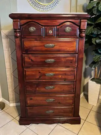 Solid wood, tall dresser, marble top