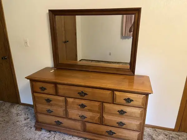 Maple Colonial Style Dresser with Mirror