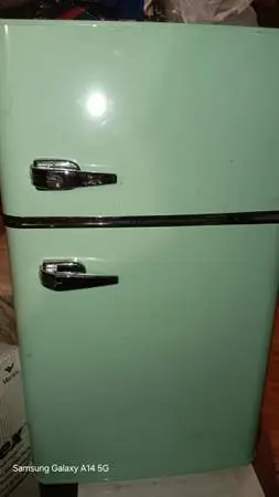 Turquoise mini refrigerator