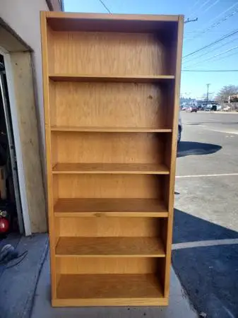 Golden oak bookshelf