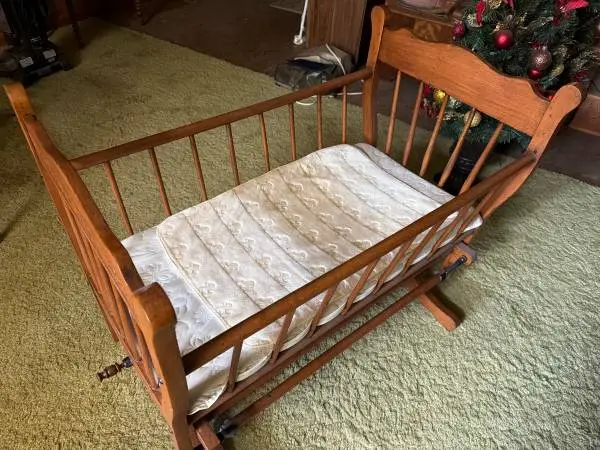 Antique Wood Baby Cradle