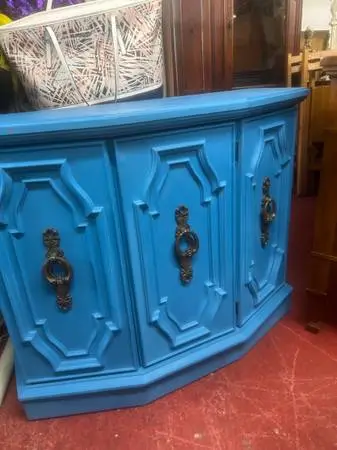Bold Cornflower Blue Hollywood Regency Buffet – Vintage Sideboard / Me