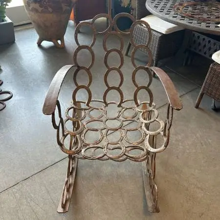 Handcrafted Iron Horseshoe Rocking Chair - 21.5X22X23H
