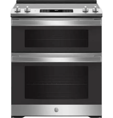 New stainless steel stove with double oven