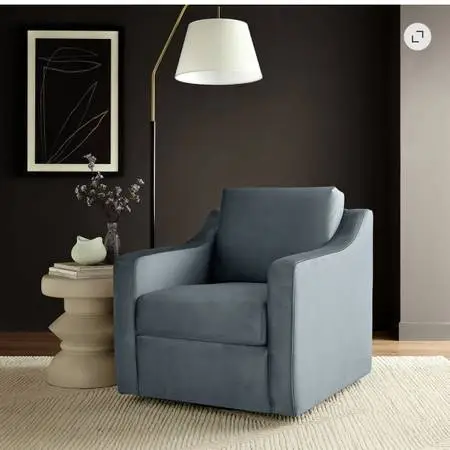Slate Blue Performance Velvet Swivel Chair