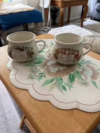 2 Soup Mugs W/ Instructions On The Mugs
