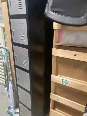 Lockers,6 door,silver/black metal,like new,1/2 price,help deliver.