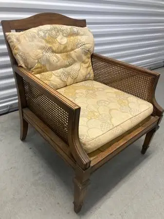 Chair,vintage solid hardwood/cane,padded,old,hlp dlvr