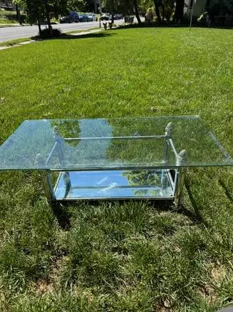Vintage chrome, glass and mirrored coffee table
