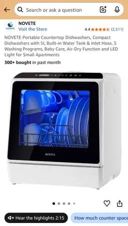 Portable Countertop Dishwasher W air dry funtiom