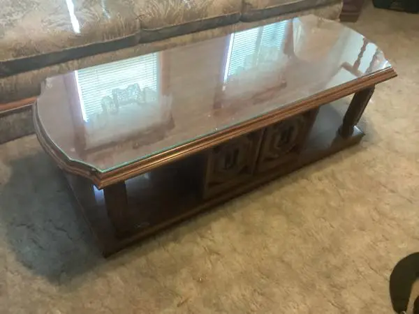 Coffee table with glass top added