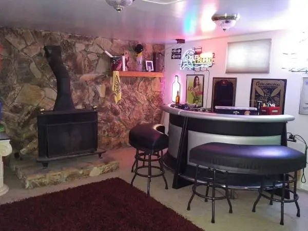 -->  Custom 2 piece half round mid-mod bar w/ curved stools <---