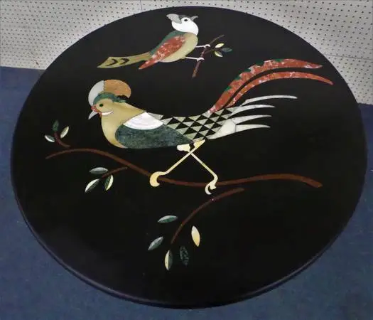 VINTAGE PIETRA DURA ITALIAN INLAID MARBLE TABLE (CARLO BERTELA)