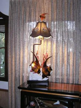 Metal fish and coral lamps