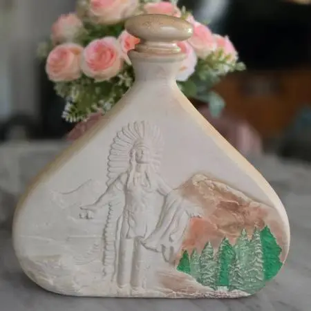 Vintage Native American Chief Ceramic Decanter with Matching Stopper -