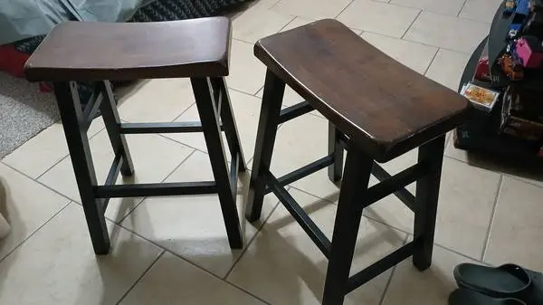 TWO WOODEN STOOLS