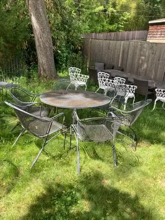 MUST GO!!! Woodard Wrought Iron Patio Set with 6 Chairs