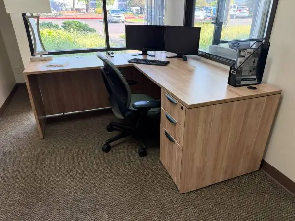 Office Desk - L Shape Desk - File Cabinet Combo