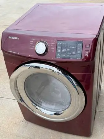 Red Front load Samsung dryer electric high efficiency